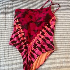 Aerie Pink and Black Tie-Dye One Piece Swimsuit